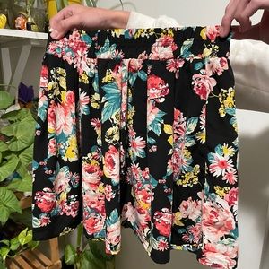 floral flowy mini skirt